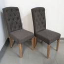 Set of 2 Paddington Button Back Fabric Chairs in Dark Grey Fabric