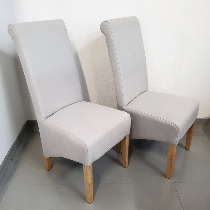 Set of 2 Paddington Scroll Back Chair in Natural Fabric