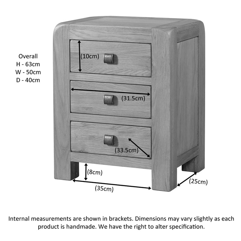 Sway Oak 3 Drawer Bedside