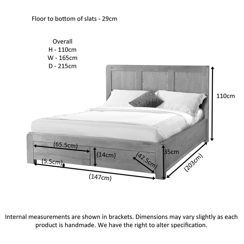 Sway Oak Bed with Drawers