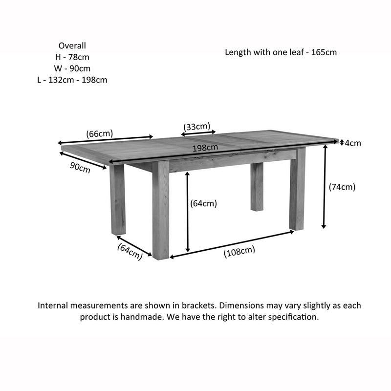 Oxford Rustic Medium Extending Table with 2 Leaves