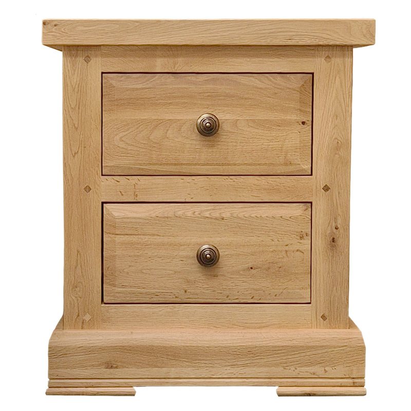 French Oak 2 Drawer Bedside