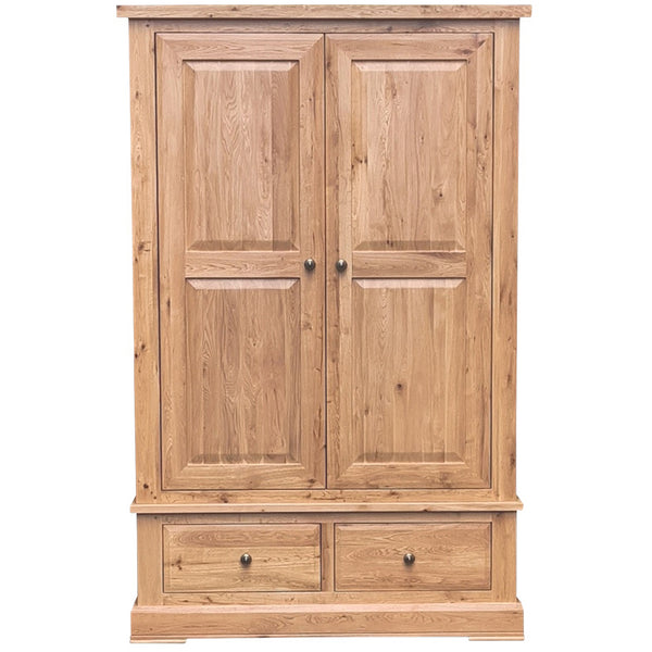 French Oak Large Wardrobe with 2 Drawers