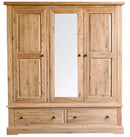 French Oak Triple Wardrobe with 2 Drawers