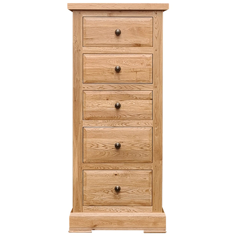 French Oak 5 Drawer Wellington