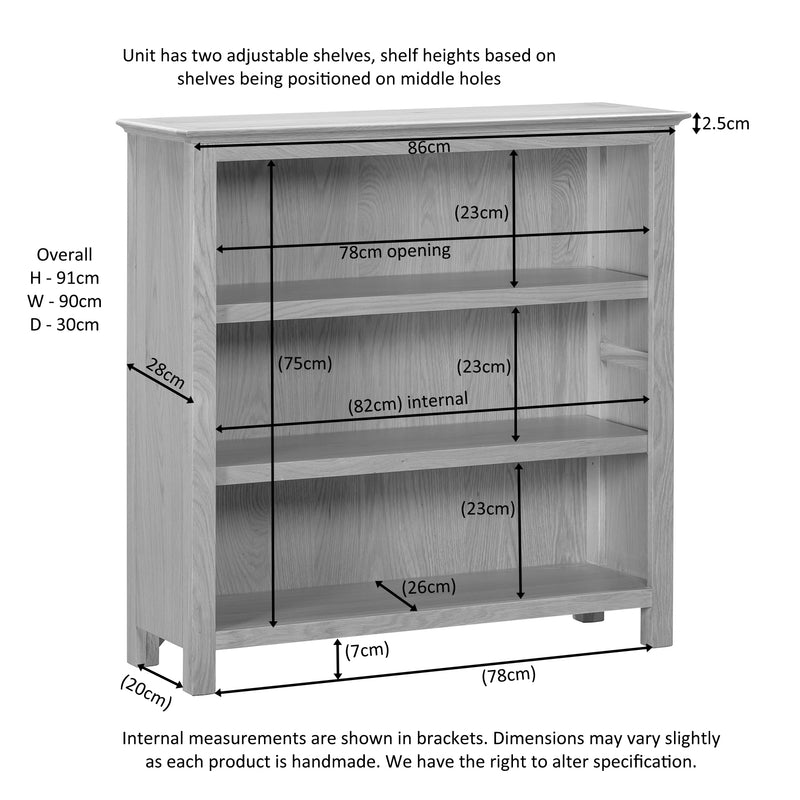 Arundel Oak 3' Low Bookcase