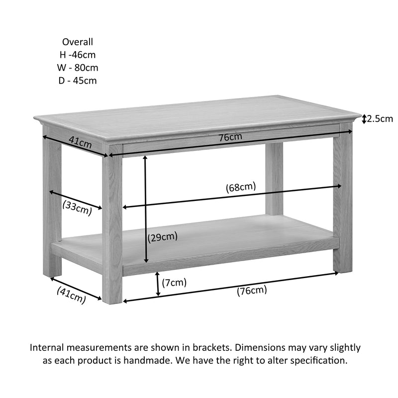 Arundel Oak Coffee Table with Shelf