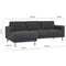 Manhattan Chaiselongue Sofa Charcoal (Left Hand)