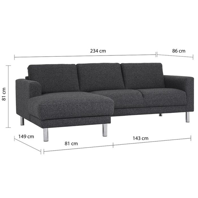 Manhattan Chaiselongue Sofa Charcoal (Left Hand)