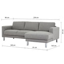 Manhattan Chaiselongue Sofa Light Grey (Right Hand)