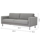 Manhattan 3 Seater Sofa Light Grey