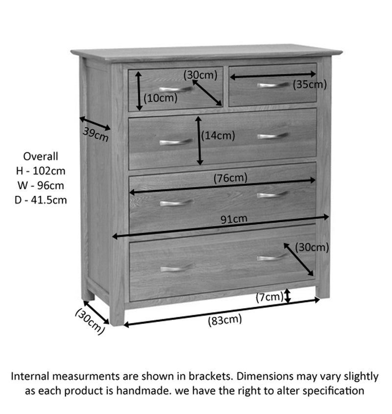 Hampshire Oak 2 Over 3 Chest