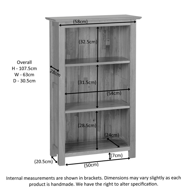 Hampshire Oak Narrow 3’ Boookcase