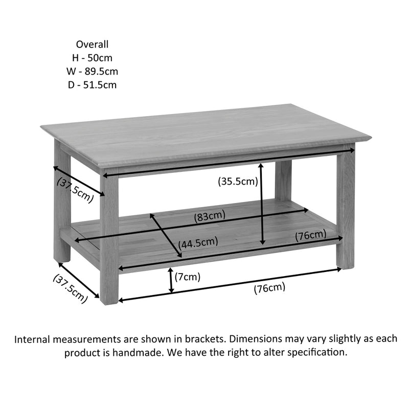 Hampshire Oak Coffee Table 915mm