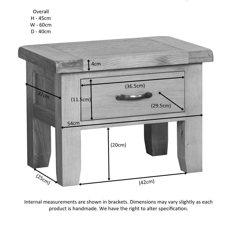 Brockenhurst Oak Side Table with Drawer