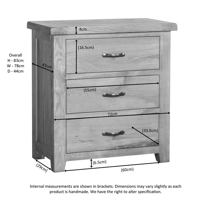 Brockenhurst Oak 3 Drawer Chest