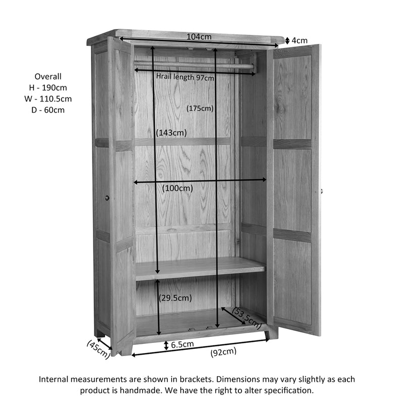 Brockenhurst Oak All Hanging Wardrobe