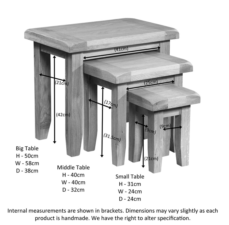 Brockenhurst Oak Nest of Tables