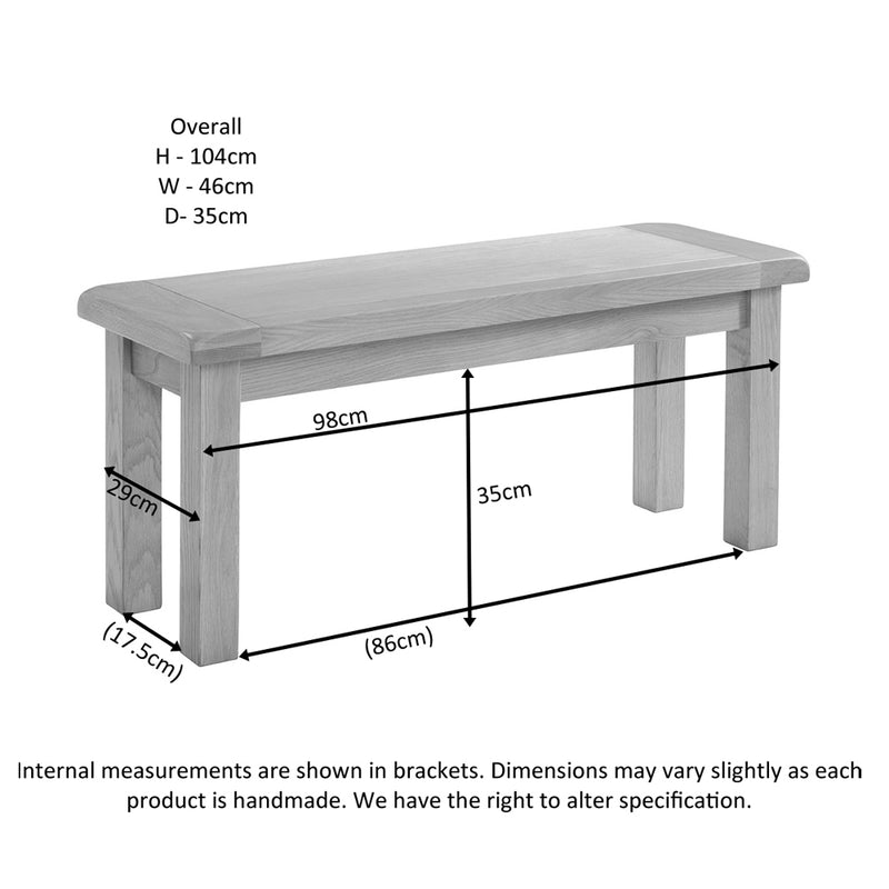 Brockenhurst Oak 104cm Bench