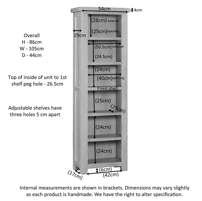Salcombe Oak Tall Narrow Bookcase