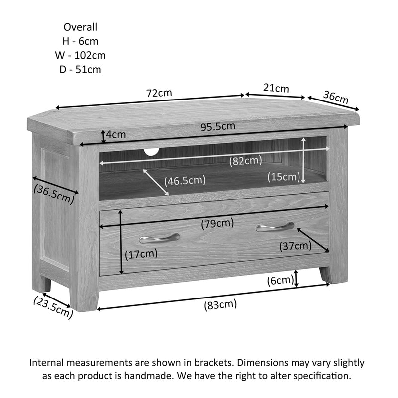Salcombe Oak Corner TV Unit