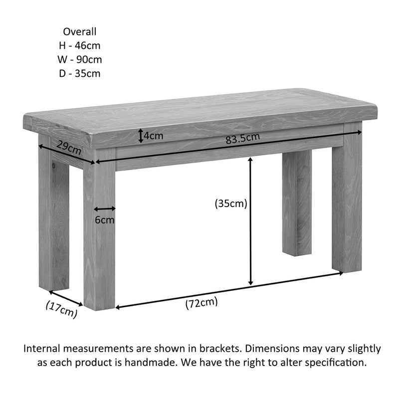 Salcombe Oak 90cm Bench