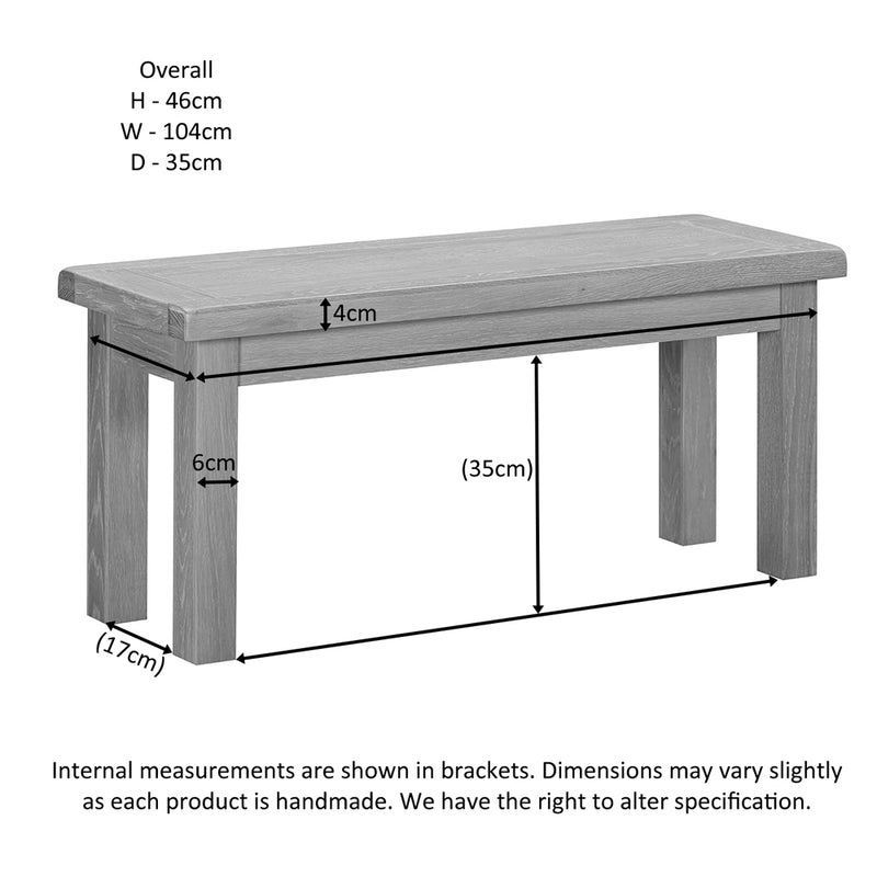 Salcombe Oak 104cm Bench