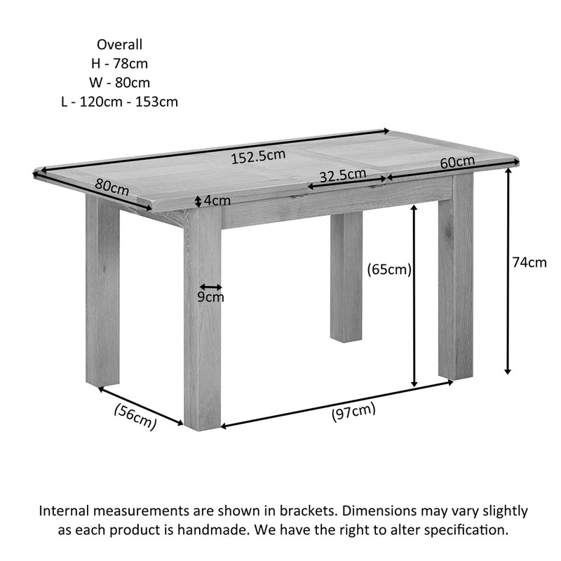 Salcombe Oak Small Extending Dining Table with 1 Leaf