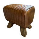 Sherlock Brown Leather  Pommel Horse Stool - Fine Lined