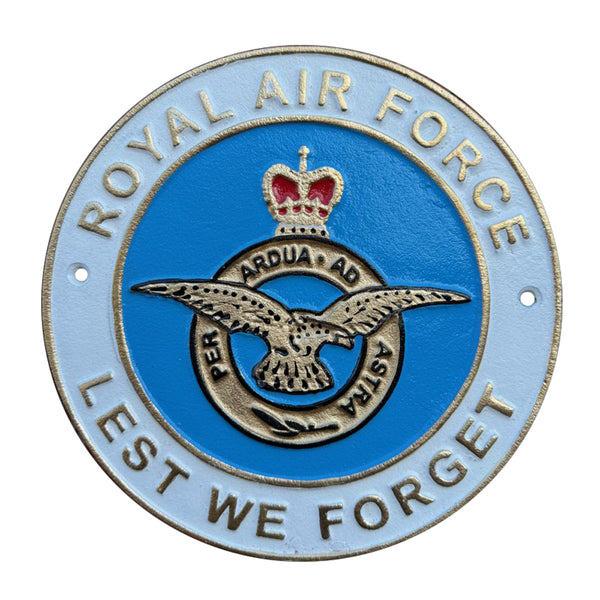 RAF Lest We Forget Metal Wall Plaque